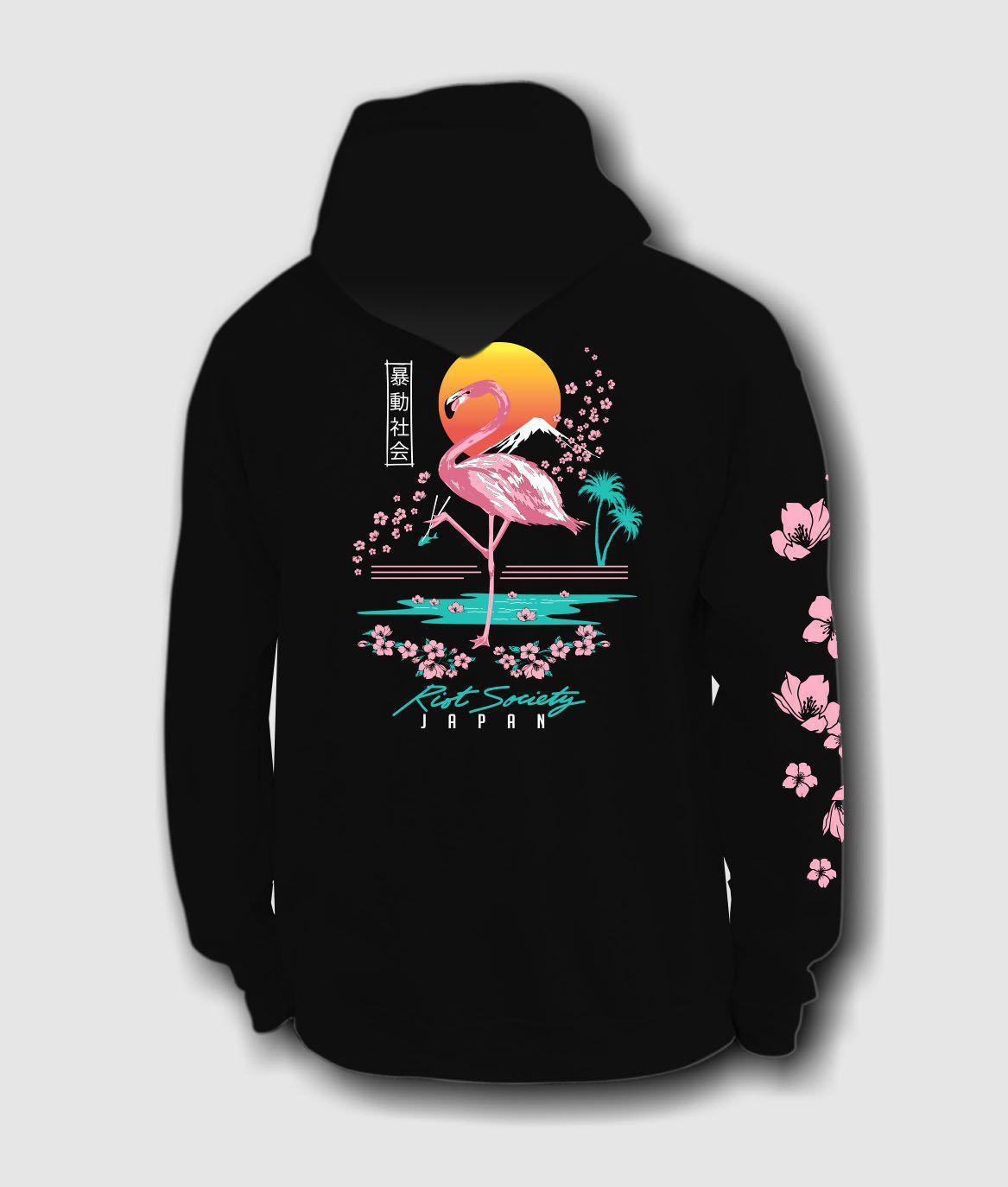 FLAMINGO BLOSSOM MENS HOODIE