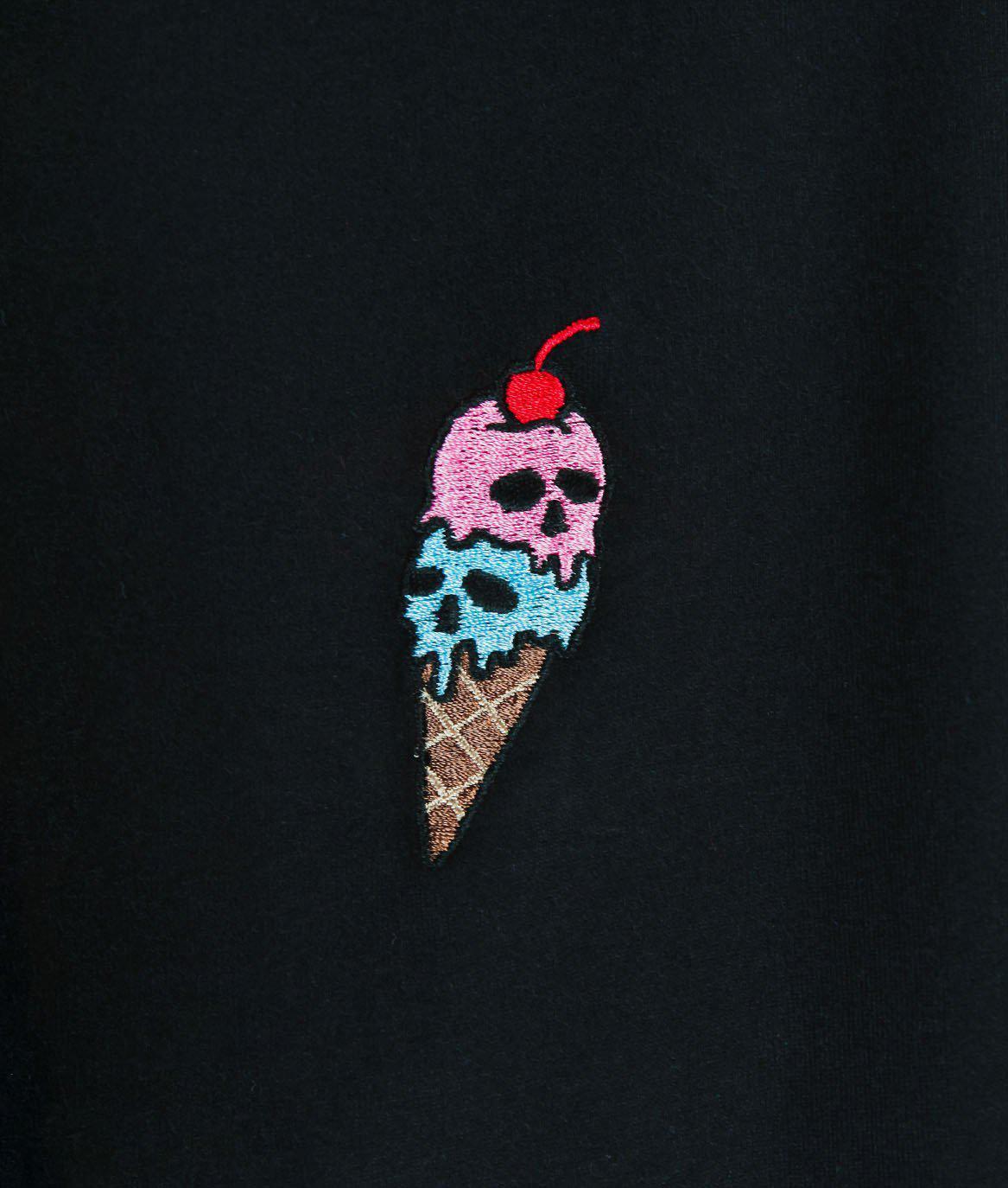 ICE CREAM SKULLS EMBROIDERED WOMENS TEE